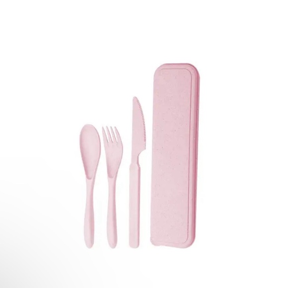 Pastel Pink Flatware Set with Portable Case - Picture 1 of 2